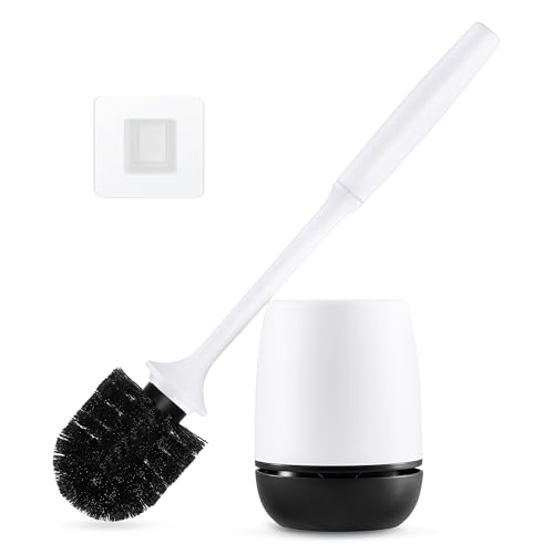 Toilet Brush, Toilet Bowl Brush and Holder Set for Bathroom, Toilet Cleaning Scrubber Cleaner Brush for Bathroom for Deep Cleaning with Stiff Plastic Bristle, Ventilated Holder (Black Head) - color: Black Head