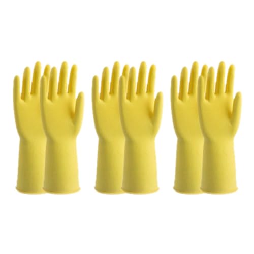 3 Pairs Rubber Dishwashing Gloves, Waterproof Non-Slip Reusable Household Dish Gloves for Kitchen Bathroom Home