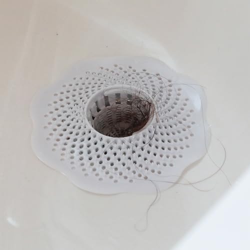 Danco Bathtub Drain Hair Catcher with in-Drain Basket and Strainer Pegs, fits 1.8″ Tub Drains, Protects Drains from Clogs, White, (10306) - size: 1-Pack In-Drain