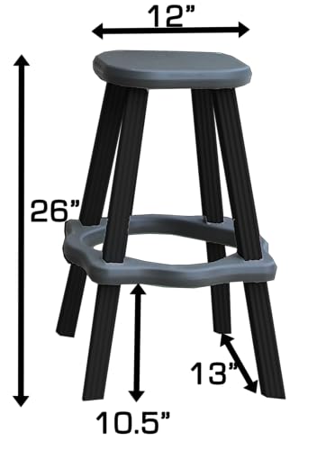 Single Bar Set Includes 2 Barstools Deep Grey Top & Black Base Ideal for Patio Hot Tub Area Backyard Durable WeatherResistant Design Easy Nohardware Assembly Proudly Made in USA - color: Black/Deep Grey, size: Single Bar with 2 Barstools