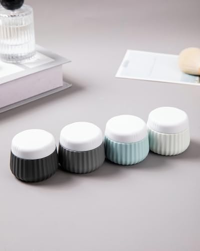 Mrsdry Travel Containers for Toiletries 4 Pack, TSA Approved Travel Size Toiletries, Travel Size Containers, With Clear Bag Leak Proof Silicone Jars, Travel Essentials Creams Jars Carrying Small Items - color: Black Gray, size: 1 oz