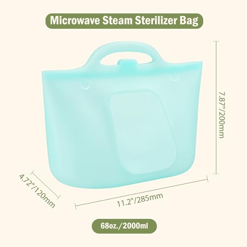 Silicone Travel Bottle Sterilizer Bags | Microwave Steam Sterilizer Bags for Baby Bottles, Breast Pump & Pacifiers, Reusable Steam Sterilizing Bags for Travel and Home Use (Clear Blue) - color: Clear Blue