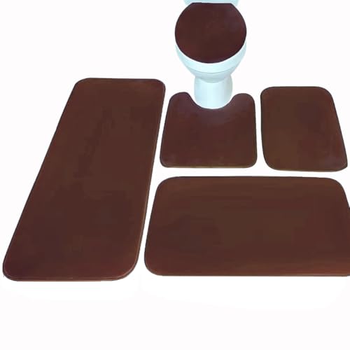 Madeals Long Memory Foam Bathroom Rug Sets 5 Piece Ultra Absorbent Runner Bath Mat for Bathroom - Non-Slip 5 Piece Bathroom Mat Set Carbon Brown - color: Brown, size: L-20"x 46"/20"x 32"/17"x 24"/Contour/Lid Cover