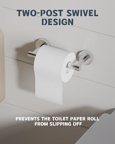 RARXTR Bathroom Toilet Paper Holder Wall Mount SUS304 Stainless Steel Double Post Pivoting Toilet Paper Roll Holder Wall Mounted for Bathroom RV Commercial Toilet Tissue Dispensers, Brushed Nickel - color: Brushed Nickel, size: Wall Mount