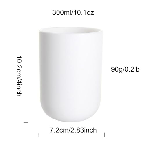Solid Color mouthwash Cup, Simple Solid Color Toothbrush Cups, Toothbrush Holder 1 Piece, 10 oz (300 ml)(White)