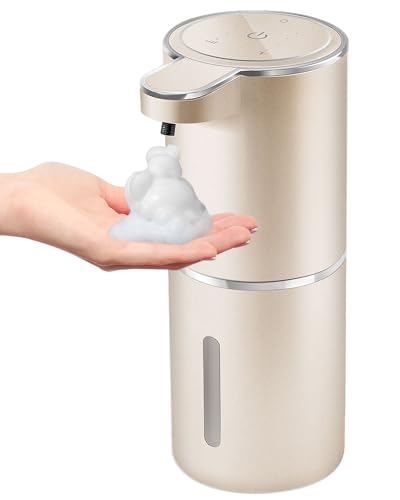 Automatic Foaming Soap Dispenser,4-Level Adjustable Foam, Wall Mount,USB Rechargeable,12.8oz/ 380ml,Touchless Hand & Dish Soap Dispenser for Bathroom, Kitchen,Hotel, Restaurant - color: Champagne Gold
