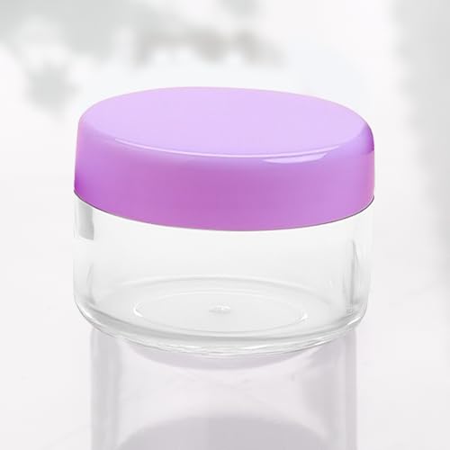 12 Pcs 15ml/0.5oz Small Travel Containers, 4 Pcs Makeup Spatula, Clear Plastic Cosmetic Jar Refillable Roun for Lotion Cream Products Sample Bottles, Plastic with Screw on Lid Container (purple) - color: purple