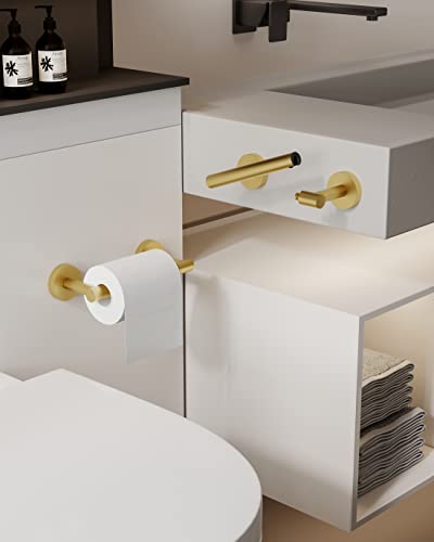 RARXTR Gold 2 Pack Toilet Paper Holder SUS304 Stainless Steel Double Post Pivoting Toilet Paper Roll Holder Wall Mounted Toilet Tissue Holder for Commercial Bathroom RV - color: Brushed Gold, size: Wall Mount 2 Pack