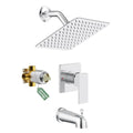 SunCleanse Tub Shower Faucet Set with Pressure Balance Valve, 8-Inch Rain Shower Head and Tub Spout, Single-Handle Shower Trim Kit, Shower Head and Handle Set for bathroom, Chrome - color: Chrome