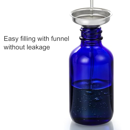 AOZITA 4 Pack, 2 oz Dropper Bottles with 1 Funnel & 4 Labels - 60ml Thick Dark Blue Glass Tincture Bottles with Eye Droppers - Leakproof Essential Oils Bottle for Health, Personal Care & Beauty - color: Blue