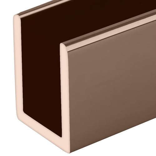 Brixwell SDCD38PC0-CCP4 Polished Copper 3/8" Fixed Panel Shower Door Deep U-Channel - 4 inch Sample - color: Polished Copper, size: 4 Inch - Sample