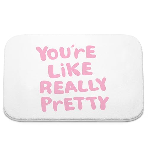 Pink You're Like Really Pretty Bath Mat | Pink Coquette Bathroom Rugs, Non Slip, 16x24 - color: You're Like Really Pretty