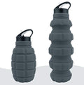 QiCheng&LYS 19.5oz Collapsible Travel Water Bottle, Reuseable BPA Free Silicone Foldable Water Bottles for Travel Gym Camping Hiking, Portable Leak Proof Sports Water Bottle with Carabiner(Gray) - color: Gray