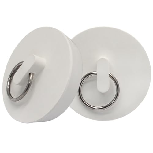 Luomorgo 2 Pack Rubber Drain Stopper, 1-3/4 to 1-7/8 Inch, White | Leak-Proof, Fits Bathtub & Kitchen Sink, Heavy Duty Seal, with Hanging Ring - size: Fits 1-3/4 Inch to 1-7/8 Inch
