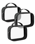 Moyad TSA Approved Toiletry Bag Clear Quart Size Travel Bags Makeup Bag | Large Opening, for Men and Women, Carry on Airline Compliant, Transparent Liquids Pouch, Black - color: Black, size: 3 Pack, Handle