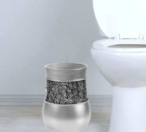Creative Scents Crackled Glass Silver Small Bathroom Trash Can 2.06 Gal / 7.8L – Decorative Waste Basket for Bathroom, Powder Room or Bedroom - Durable Mini Wastebasket with Beautiful Crackled Glass - style: Trash Can