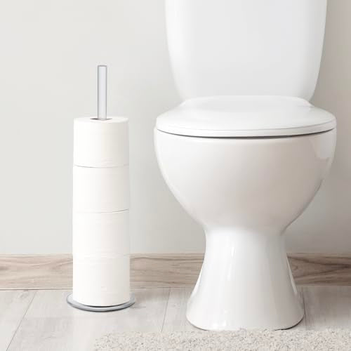 MyGift Freestanding Toilet Paper Holder Stand - Bathroom Toilet Paper Storage with Floor Standing Roll Dispenser - color: Clear