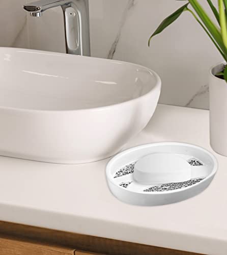 Zahari Home Sinatra Soap Dish Unique Design Stylish Bling Glass Mosaic Décor Soap Bar Holder, White - color: Sinatra White