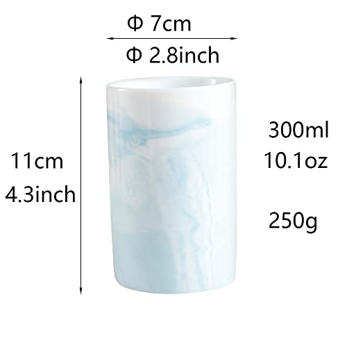 Marble ceramic mug, creative toothbrush holder, simple drinking cup. (Blue) - color: Blue