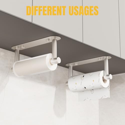 BESy Adhesive or Screw Toilet Paper Holder Wall Mount Rustproof Modern Roll Holder Flexible Pivoting Adjustable Tissue Handle with Self Adhesive or Mounted with Screws Stainless Steel Brushed Nickel - color: Brushed Nickel