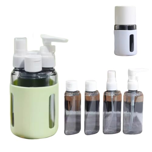 4 in 1 Travel Dispenser, 4 Pack Travel Bottles for Toiletries, Leak Proof Travel Size Containers, Portable Containers for Shampoo Lotion Conditioner Cream (GREEN 60ML) - color: GREEN 60ML