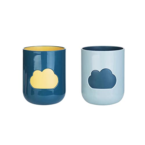 Simple Cloud mouthwash Cup Home Brushing Cup Creative Cute Couple mouthwash Cup. (Dark Green & Light Blue) - color: Dark Green & Light Blue