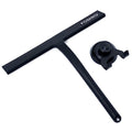 FOSHIO Shower Squeegee for Glass Doors with Suction Cup, Silicone Squeegee for Window Cleaning, Small Squeegee for Shower Glass Door, Window Squeegee with Stainless Steel Non-Slip Handle (Black)