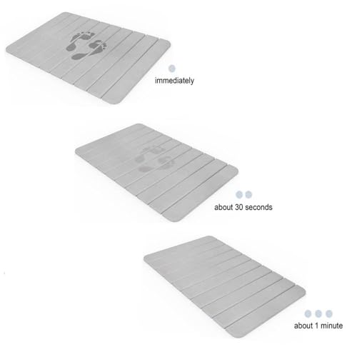 24x15 Modern Diatomite Stone Medium Bath Mat in Gray