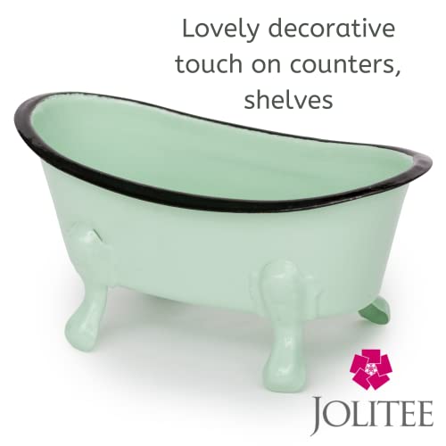 Rustic Enamel 1 Piece 5.5" Metal Clawfoot Mini Bathtub Soap Dish Mini Bath Tub Decoration Clawfoot Tub Soap Caddy Mint - color: Mint