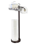 Toilet Paper Holder Free Standing with Basket for Phone & Wet Wipes, Stainless Steel 23" H with Storage, Stable Weighted Base & Rustproof for Bathroom (Rich Bronze) - color: Rich Bronze