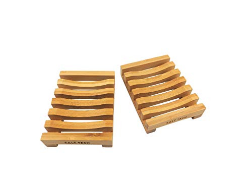 Bamboo Soap Dish, 2pc Rectangular, Light Brown, 3.4 x 4.5 inches, 0.14 pounds, Bathtub