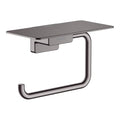 hansgrohe AddStoris Roll Holder with Shelf in Brushed Black Chrome 3-inch Accessories in Brushed Black Chrome, 41772340 - color: Brushed Black Chrome
