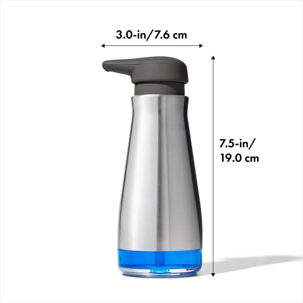 OXO Good Grips Stainless Steel Soap Dispenser, Kitchen and Bathroom Accessories - color: Stainless Steel, style: Soap Dispenser