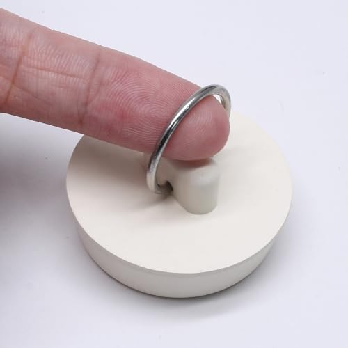 Bonsicoky Rubber Drain Stopper, 1-3/8 to 1-1/2 Inch, White, 2 Pcs | Bathtub Drain Plug, With Hanging Ring, For Kitchen and Bathroom, Bathroom Sink Stopper - size: 1-3/8 Inch to 1-1/2 Inch