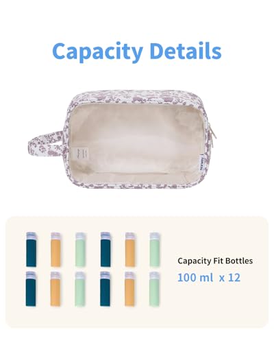 Narwey Clear Toiletry Bags for Traveling Women Men, Clear Travel Bags for Toiletries Makeup Bag Cosmetic Bag with Zipper, Make Up Organizer, Skincare Bag (Dusty Pink Flower) - color: X-Dusty Pink Flower