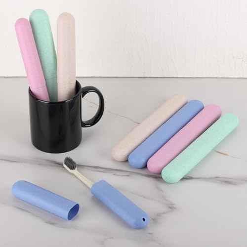 Tecbeauty 8Pcs Travel Toothbrush Case, Portable Toothbrush Holder Container Protector Cover for Travel, Business, Camping, School