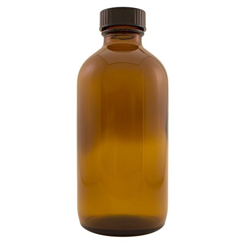 GreenHealth 8 oz Amber Glass Bottles with Black Phenolic Lids – Pack of 2 – Refillable Boston Round Bottles for Essential Oils, Tinctures, Serums, and Lab Use