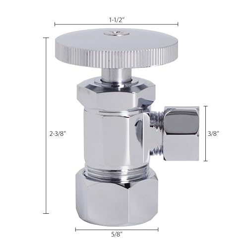 Westbrass Round Handle Angle Stop Shut Off Valve, 1/2" Copper Pipe Inlet with 3/8" Compression Outlet, Polished Chrome, D105-26 - color: Polished Chrome, size: 1 Pack
