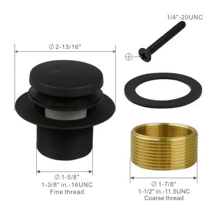 Black Bathtub Drain Tip-Toe Single Hole,Welsan Tub Drain Trim Set Conversion Kit Assembly, Coarse Thread Replacement Trim Kit with 1-Hole Overflow Faceplate Includes an Adapter, Matte Black - color: Black, style: 1 Hole