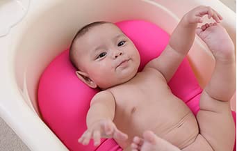 Baby Bath Mat, KAKIBLIN Baby Bathtub Cushion Soft Anti-Slip Bath Pad 0-6 Month Infant Bath Pillow, Pink - color: Pink