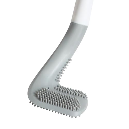 Toilets Brushes, Toilet Cleaning Brush,Golf Flexible Bendable Silicone Long Handled Toilet Brushes, 360°Deep Toilets Bowl Cleaning Brush,Quick Drying Scrubber for Bathroom with Hook (White) - color: White