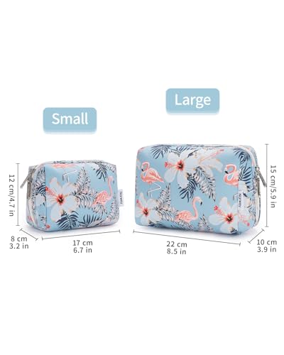 Narwey Cute Makeup Bag Travel Cosmetic Bag Organizer Toiletry Bag Make Up Bags with Compartments for Women Girls (Large, Aqua Flamingo) - color: BA-Aqua Flamingo, style: Large