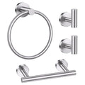 Brushed Nickel Bathroom Hardware Set, 4-Piece Towel Holder Set Include Double Bases Toilet Paper Holder,Towel Ring and 2 Towel Hooks Stainless Steel Wall Mounted Bathroom Hardware Accessories Set - color: Brushed Nickel, size: Set B