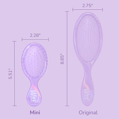 Wet Brush Mini Detangler Hair Brush for Gentle Knot Removal, Compact Travel Size, Soft Bristles for Pain-Free Detangling, Less Breakage, Works on All Hair Types, Limited Edition, Prismatic Glow Purple - color: Prismatic Glow Purple