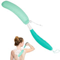 Back Scrubber for Shower, 15.35" Long Handle Shower Brush for Body, Back Brush for Shower for Men Women, Long Handled Bath Sponge for Deep Clean, Exfoliating, Anti-Slip Curve Handled Back Scrubber - size: Green-Green