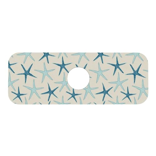 Nautical Starfish Beach Coastal Sea Beachy Funny Colorful Nave Blue 15" X 5.5" Kitchen Sink Splash Guard Faucet Faucet Guard Draining Mat Sink Splash Guard Faucet Kitchen Bathroom - color: Nautical Starfish Beach Coastal Sea Beachy Funny Colorful Nave Blu