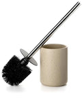 Ceramic Toilet Brush & Holder Set - Freestanding Deep-Cleaning Toilet Bowl Cleaner Brush, Stainless Steel Handle, Small & Sturdy for Storage, Easy to Clean, Non-Scratching - color: Sand