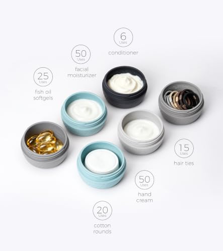 TakeToday Travel Containers for Toiletries, 2oz, 4 Pack, Apricot | Air Travel Leak-Proof, TSA Approved, Silicone Jars with Lid, for Cosmetics & Toiletries - color: Grey