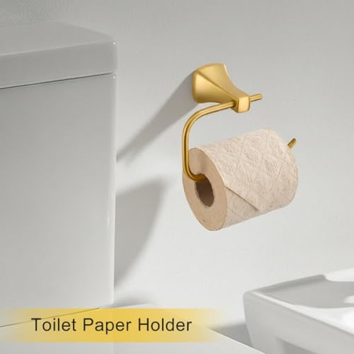 Brushed Gold Bathroom Hardware Set 4 Piece Gold Bathroom Accessories Set, 23.6 inch Bath Towel Bar Set | Towel Hook | Toilet Paper Holder | Hand Towel Holder - color: Brushed Gold