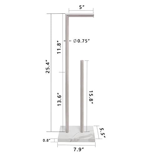Gzila Free Standing Toilet Paper Holder Stand with Reserve, Heavy Weighted Marble Base Design, Bathroom Stands Tissue Rolls Holder, 304 Stainless Steel Brushed Nickel - color: Brushed Nickel